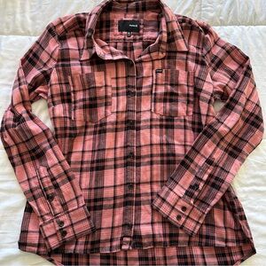 Hurley Pink and Black Plaid Flannel Shirt